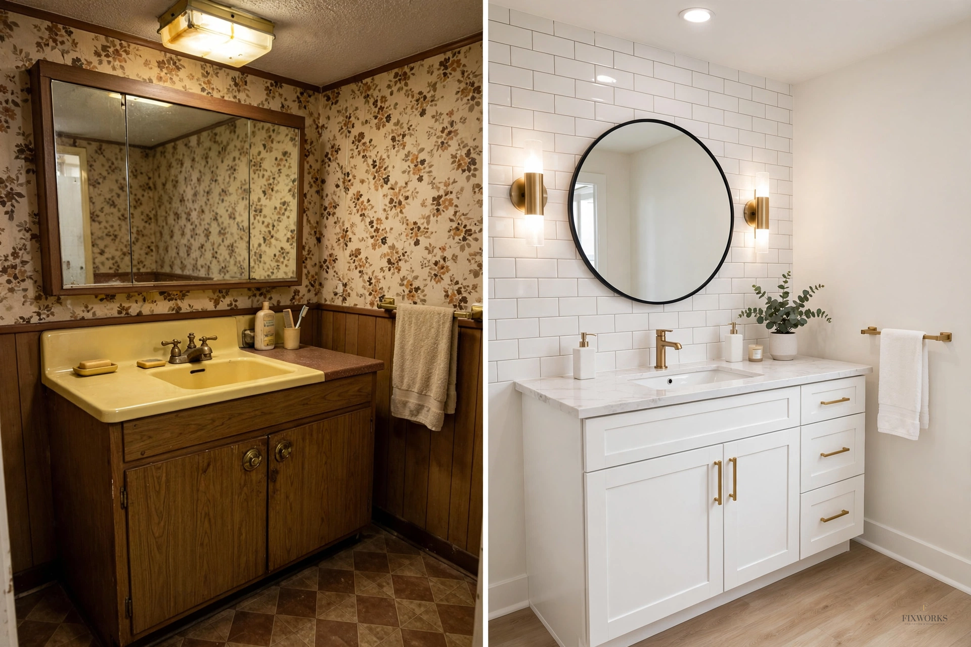 Rénovation de vanité de salle de bain — avant et après
