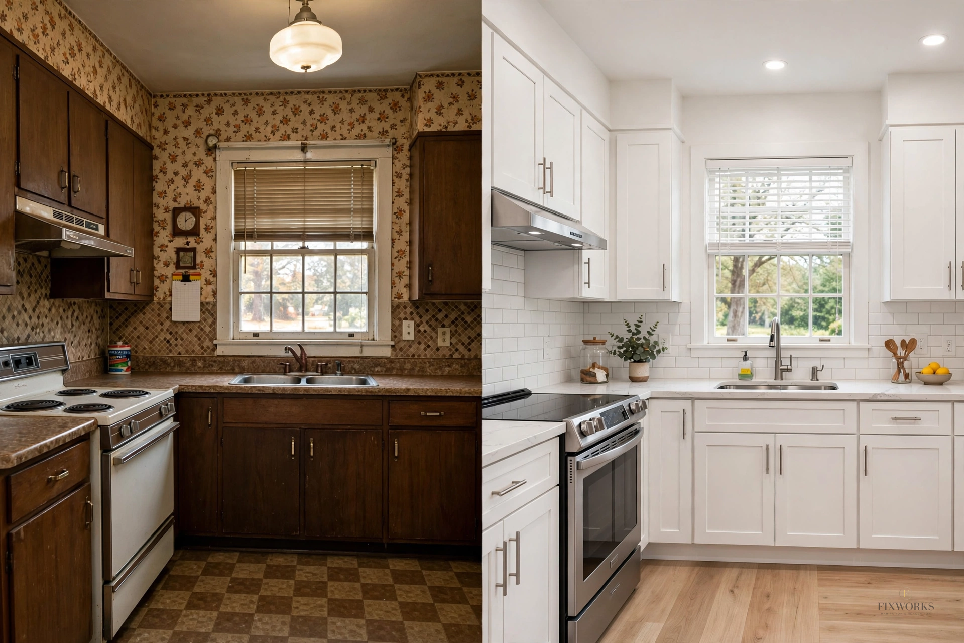 Rénovation complète de cuisine — avant et après